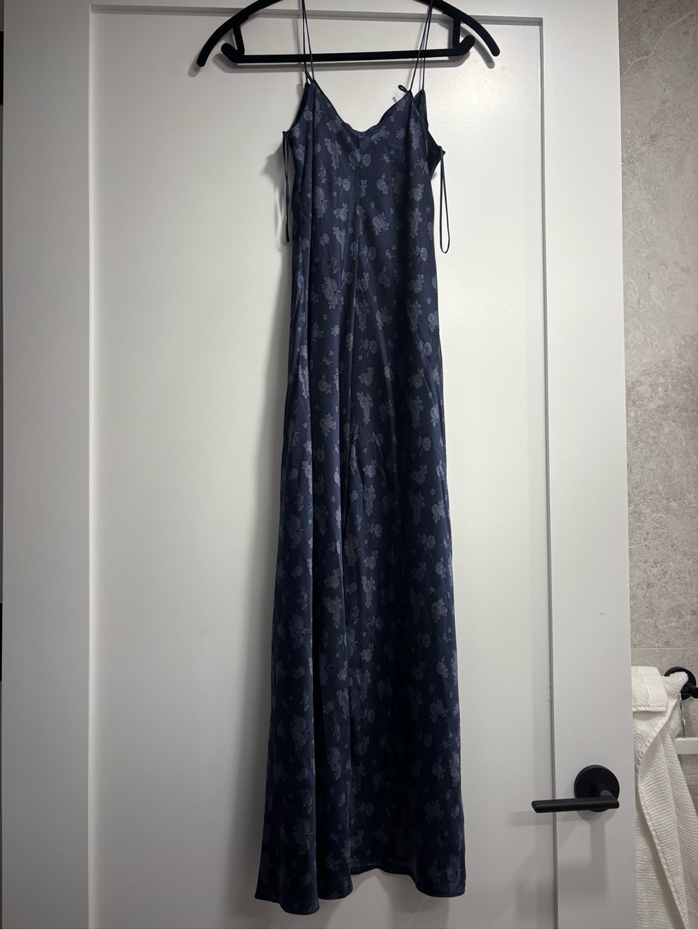 VINCE Navy Floral Slip Dress with Spaghetti Straps